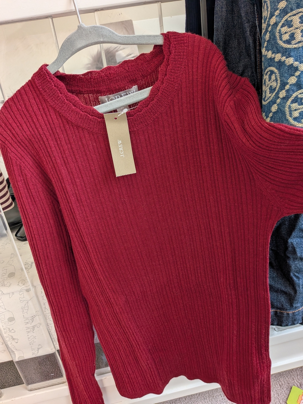 Layered pointelle sweater-tee in merino wool